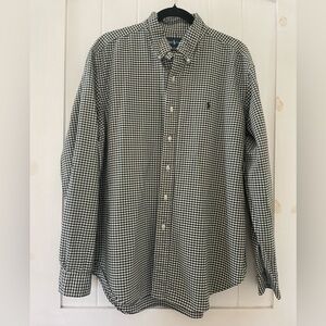 Ralph Lauren Men's Green White Gingham Button-Down Shirt Classic Fit size XL